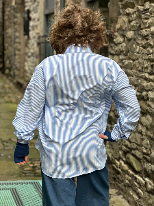 Classic Striped Shirt One Size Fits Size 10-18 Light Blue/White