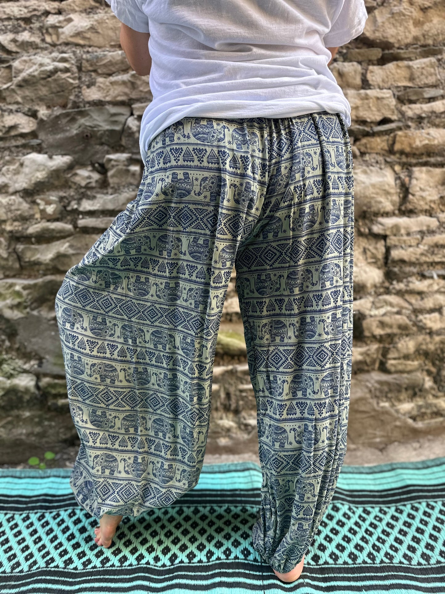 Harem Elephant Yoga Khaki Trousers One Size Fits UK 10-22