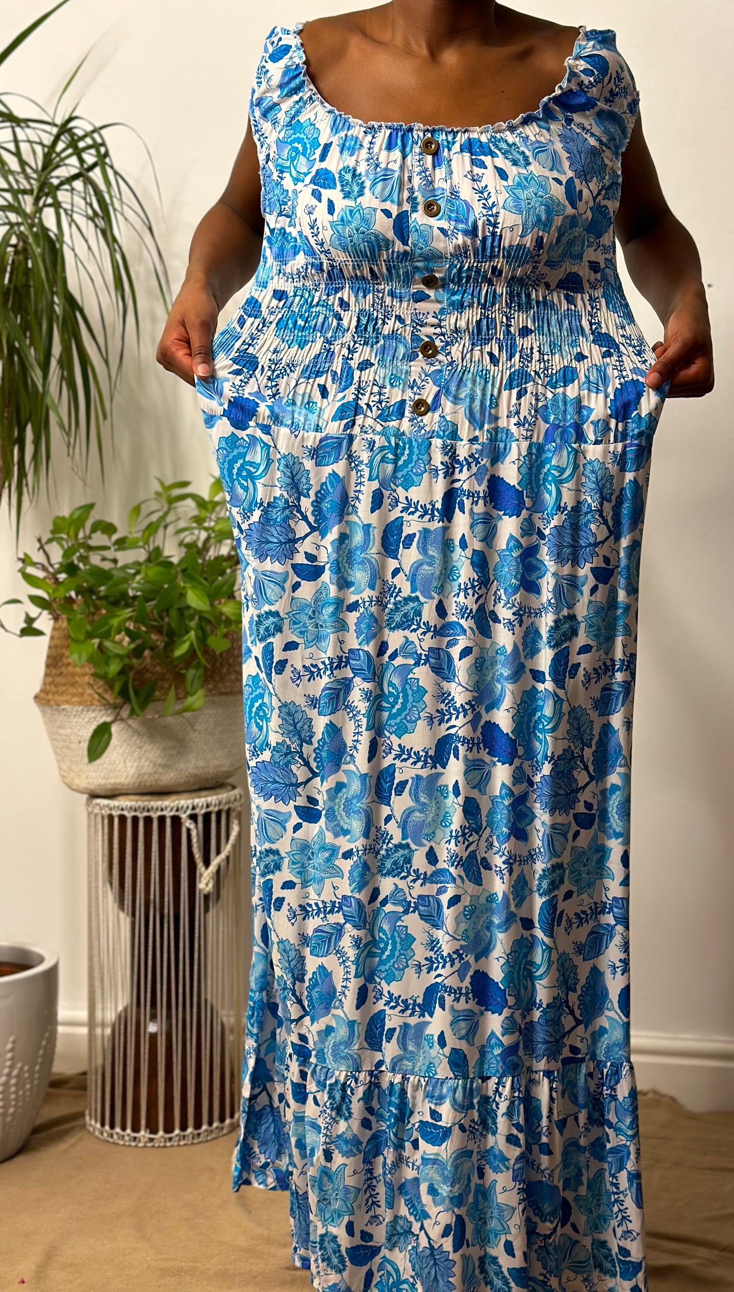 Stunning Floral Ruched Bardot Maxi Dress Size 8-16