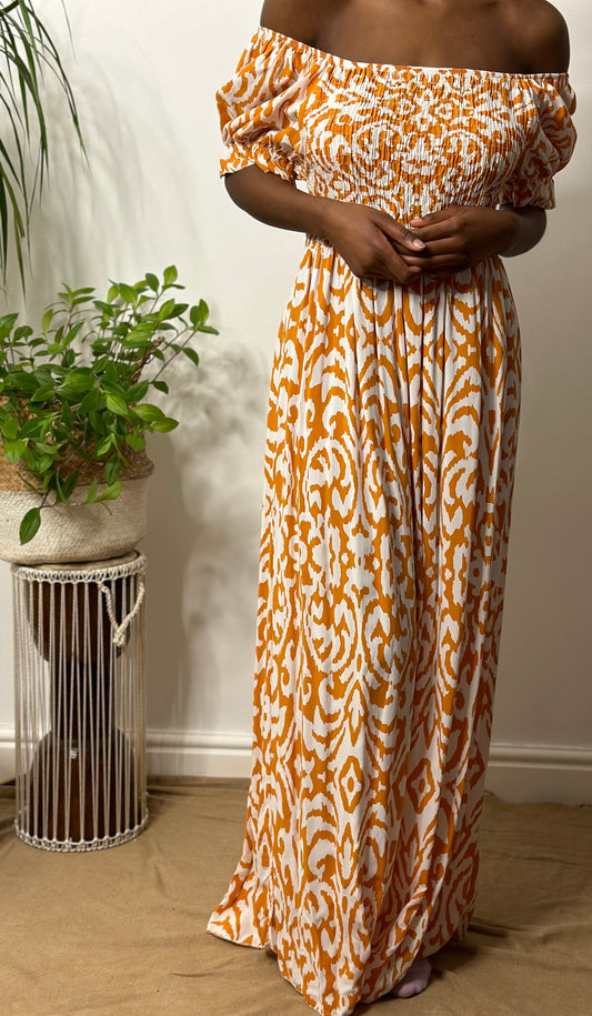 Stunning Ruched Bardot Maxi Dress Size 6-16