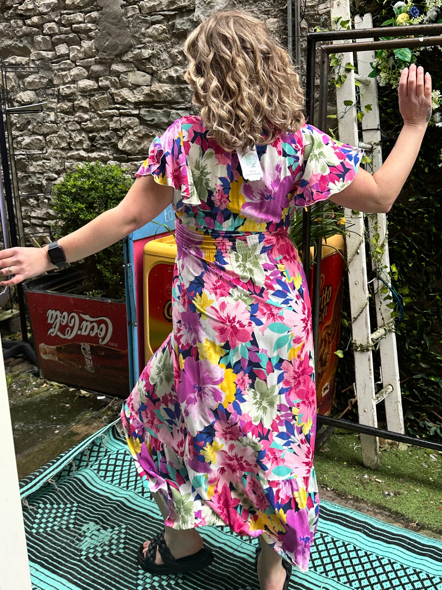 Petal Sleeves Atta Dress In Maxi Length Fits Size 8-16