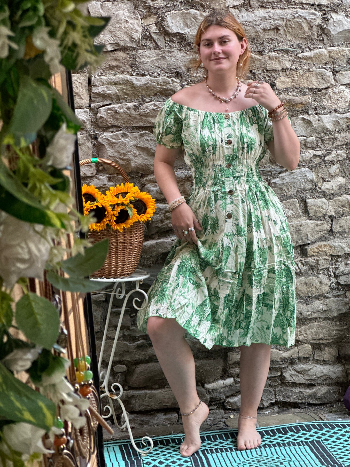 Stunning Printed Atta Dress In Midi Length Fits Size 8-20
