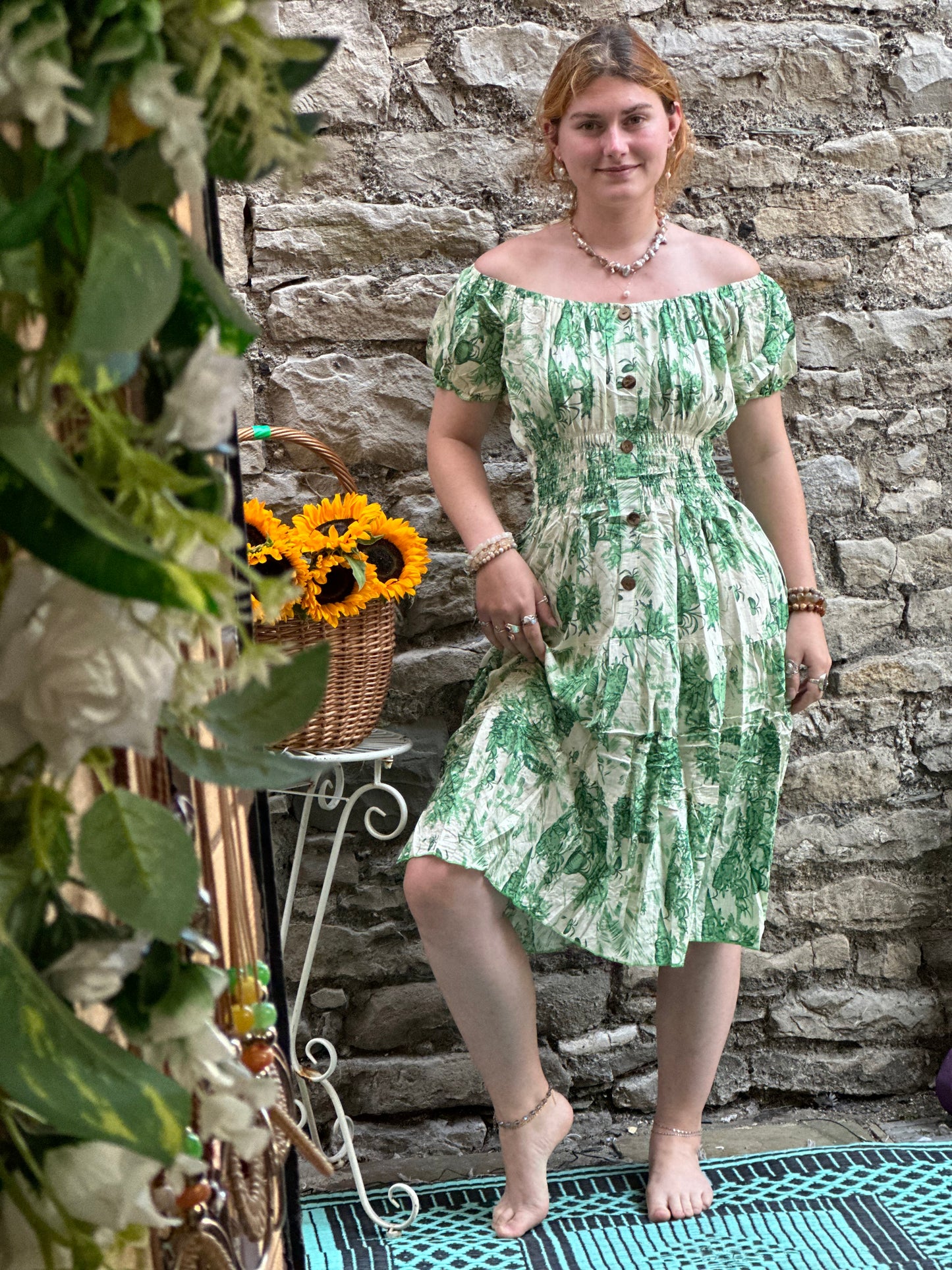 Stunning Printed Atta Dress In Midi Length Fits Size 8-20
