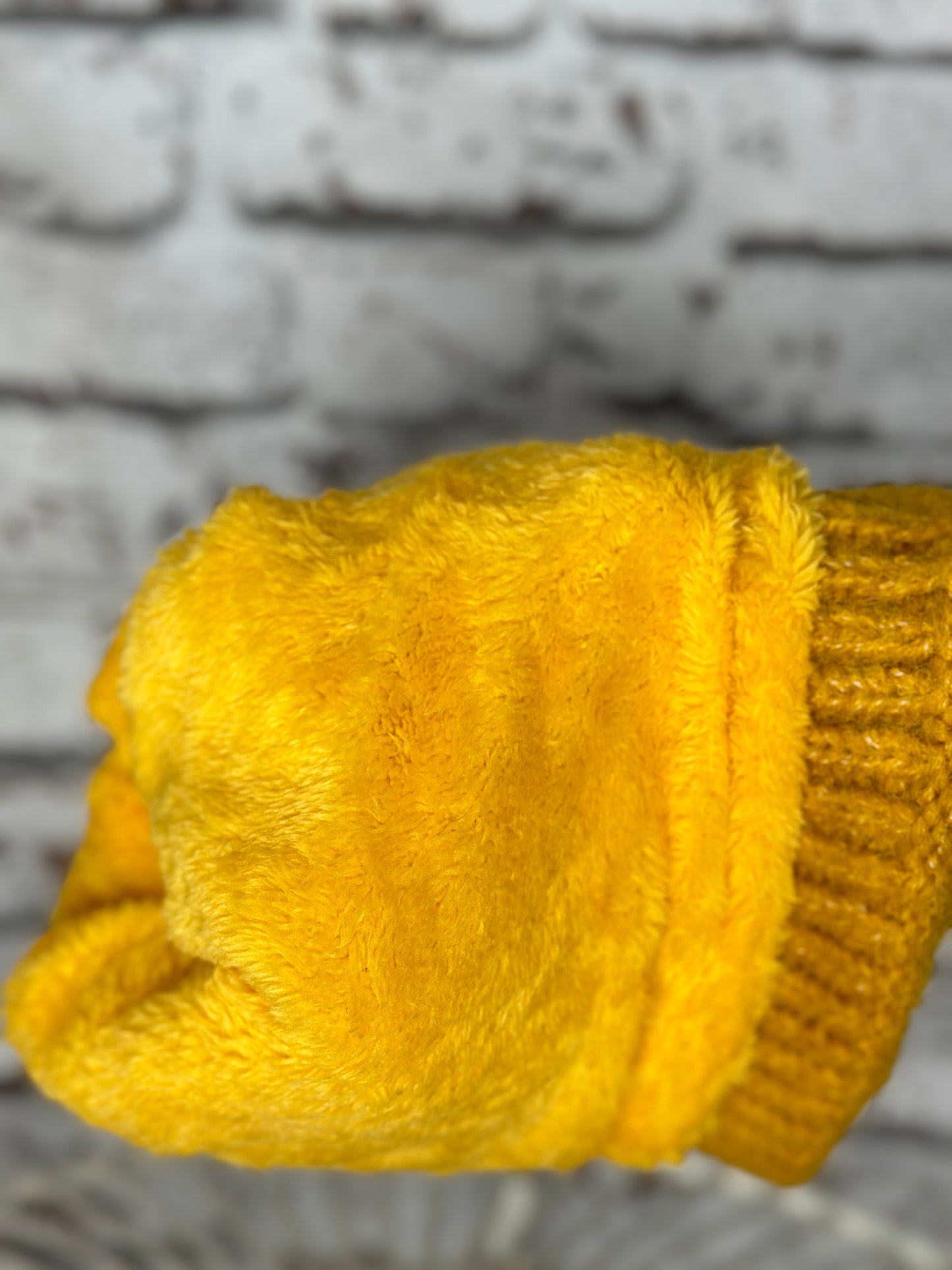 Soft Fleece Lined cashmere Bobble Hat/Beanie In Mustard