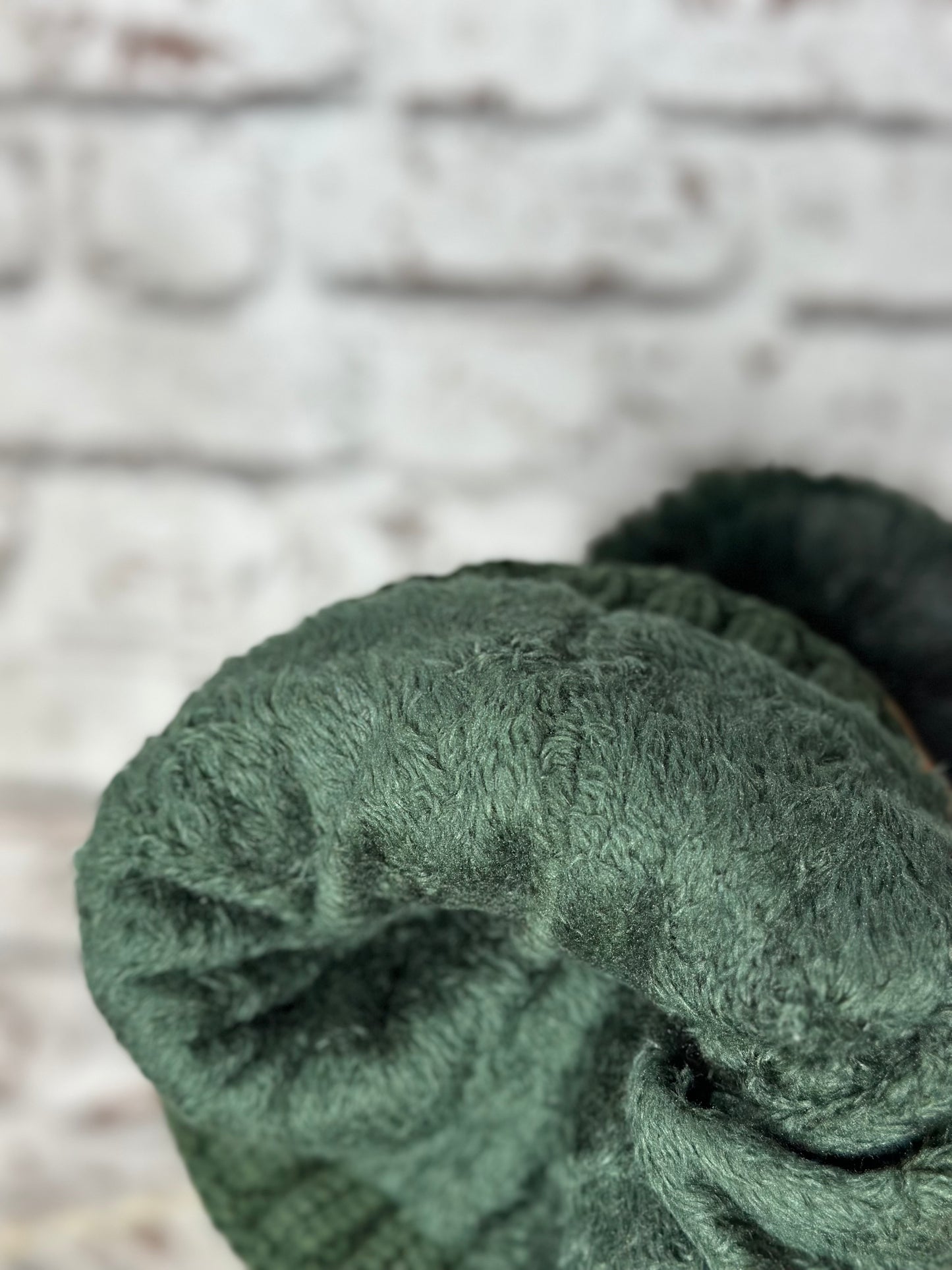 Soft Fleece Lined Bobble Hat/Beanie In Deep Green