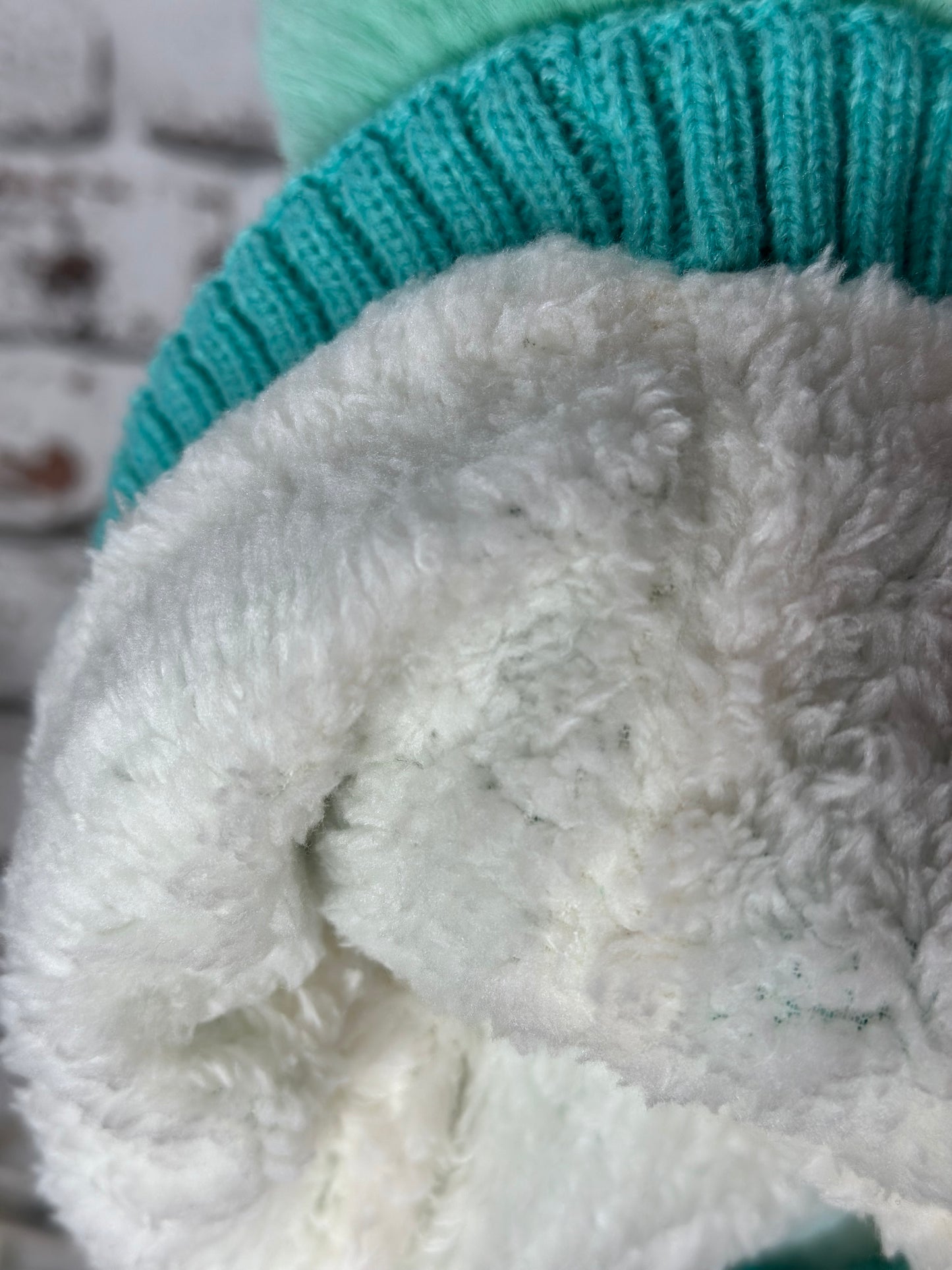 Soft Fleece Lined Bobble Hat/Beanie In Mint Green