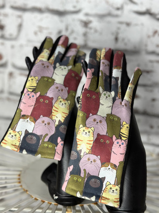 Black Mix Cat Gloves with Touchscreen