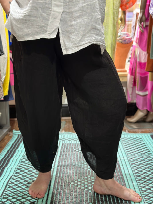 Kuiza in Pure Linen Trousers In Black Size 8-18