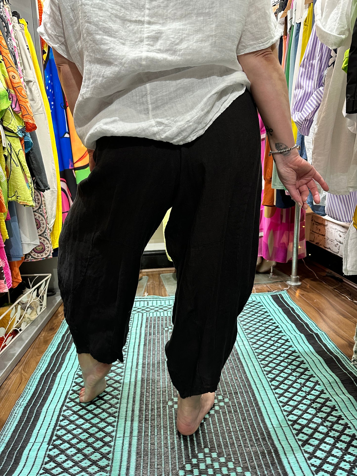 Kuiza in Pure Linen Trousers In Black Size 8-18