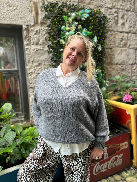 Soft knit Koubina Jumper In Grey Fits Size 10-18