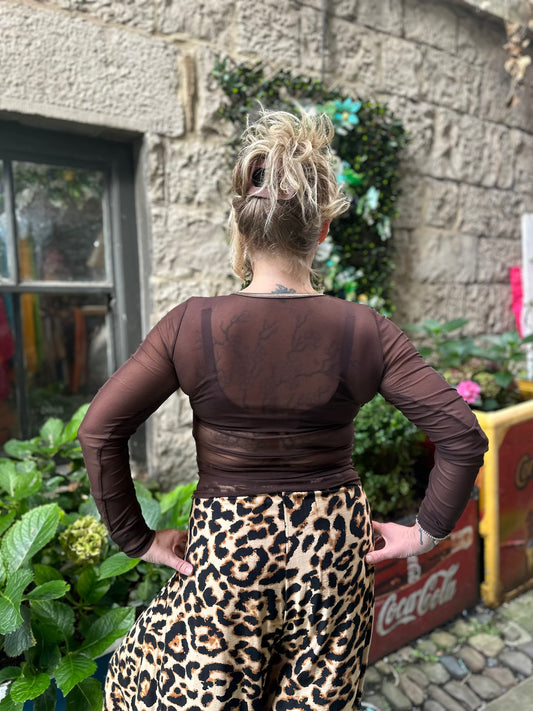 Stunning One Size Layering Mesh Top In Brown