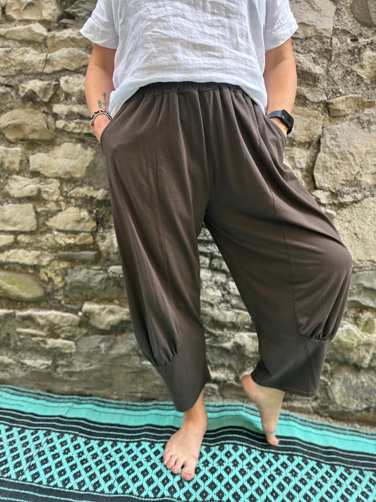 Short Length Chocolate Brown Azu Trousers Fits Size 8-22