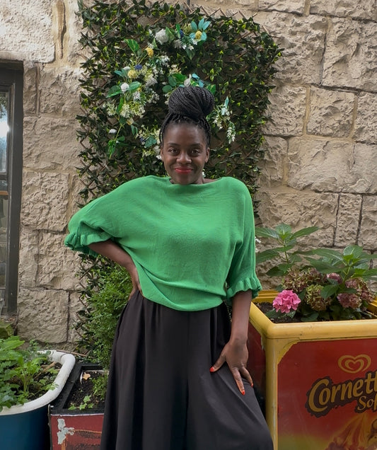 Stunning Green Ayana knitted Bateau Neckline Jumper Size 8-16
