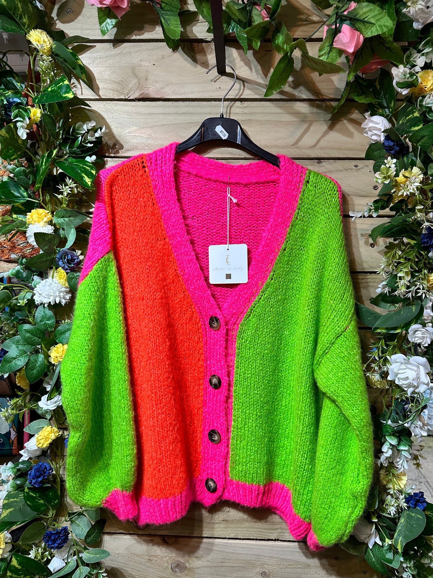 Multi Coloured Woolly Fluffy Knit Cardigan Size 8-18