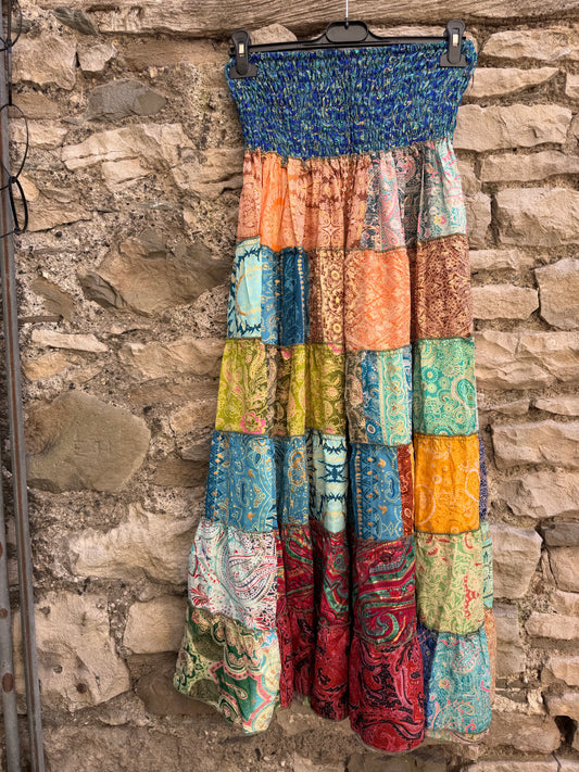 Stunning Patchwork Silk Blend Hannah Skirt one Size Fits 8-18