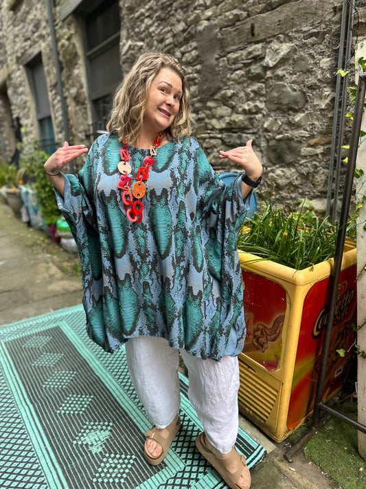 Plus Size Printed Zente Tunic-Top Fits Up Size 28