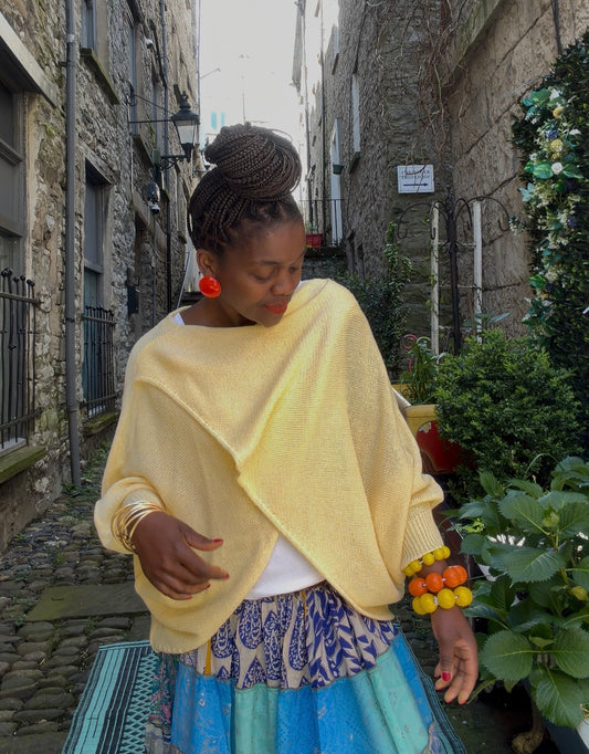 Stunning Cross Front Layering Amina Top In Lemon Colour Size 10-24