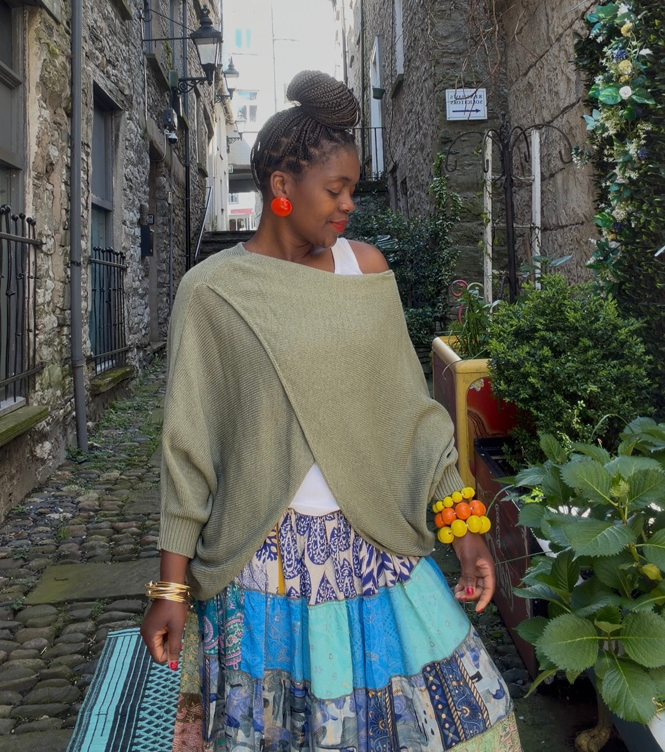 Stunning Cross Front Layering Amina Top In Khaki Colour Size 10-24