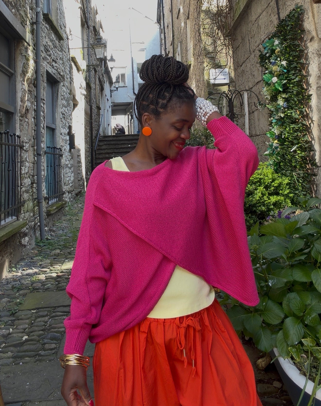 Stunning Cross Front Layering Amina Top In Raspberry Pink Colour Size 10-24