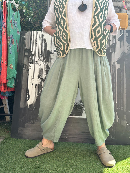 Yeba Trousers In Sage Green Fits Size 12-26