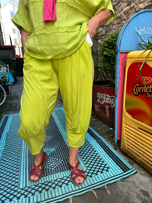 Short Length Lime Green Azu Trousers Fits Size 8-22
