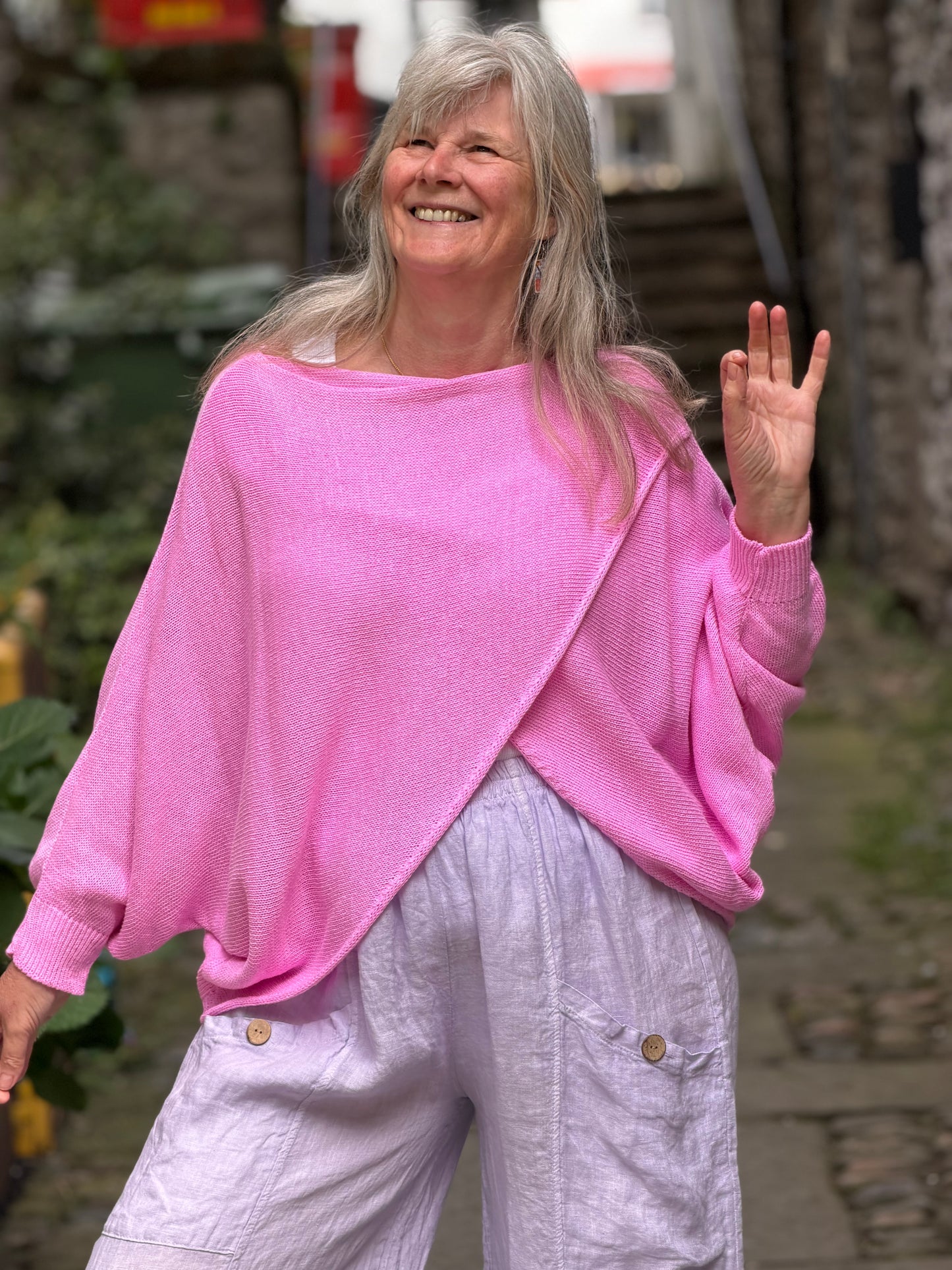Stunning Cross Front Layering Amina Top In Baby Pink Size 10-24