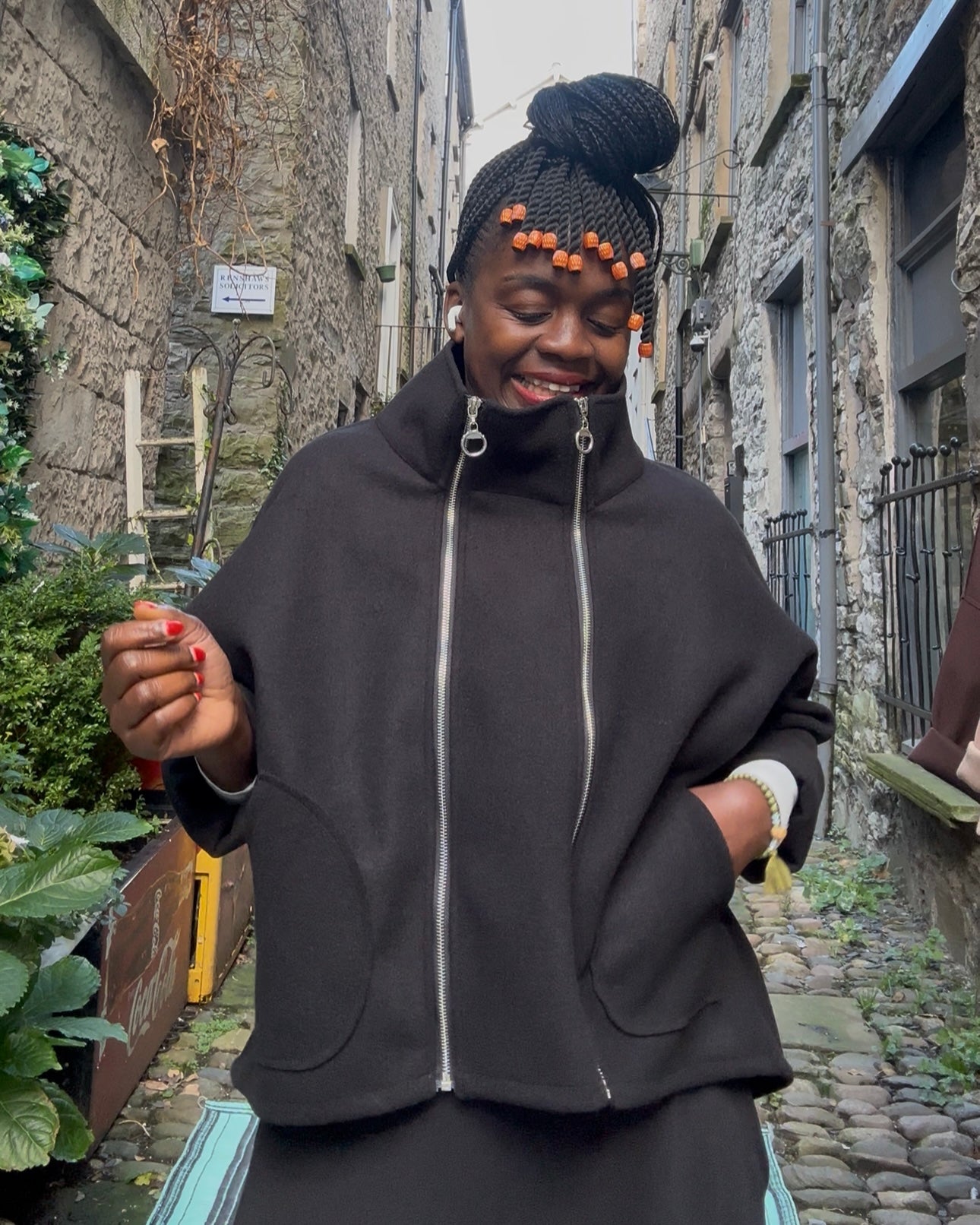 Stunning Double Zip Jacket In Black Colour Size 8-18