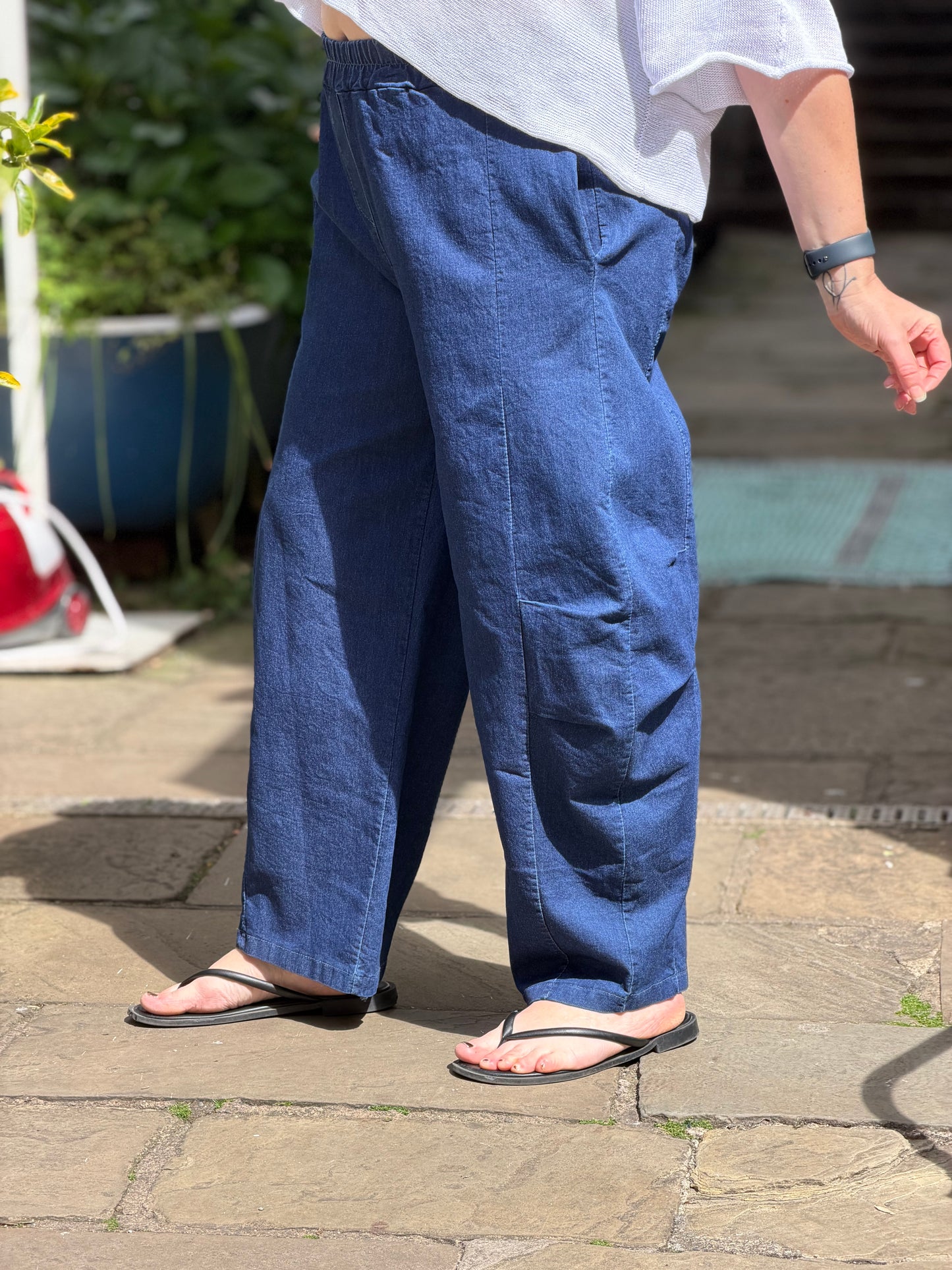 Super-Stretch Denim Barrel Trousers One Size 10-18