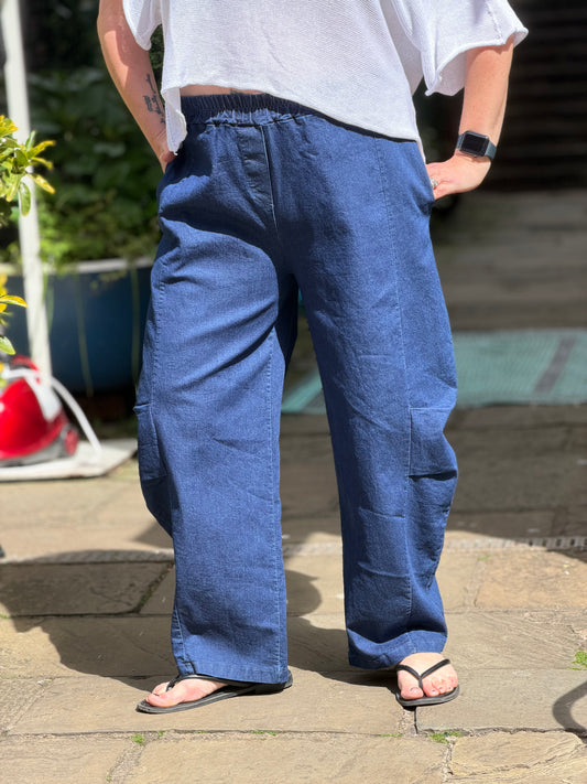 Super-Stretch Denim Barrel Trousers One Size 10-18