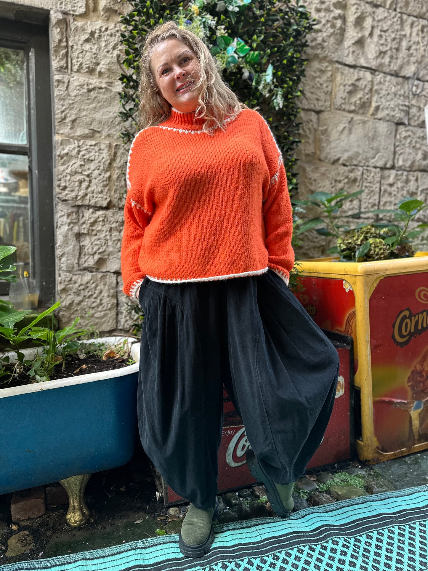 Cord Yeba Trousers In BLACK Fits Size 10-24