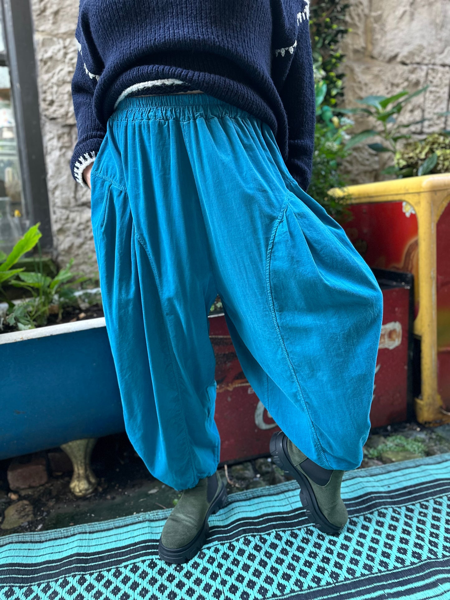 Cord Yeba Trousers In Ocean Blue Colour Fits Size 10-24