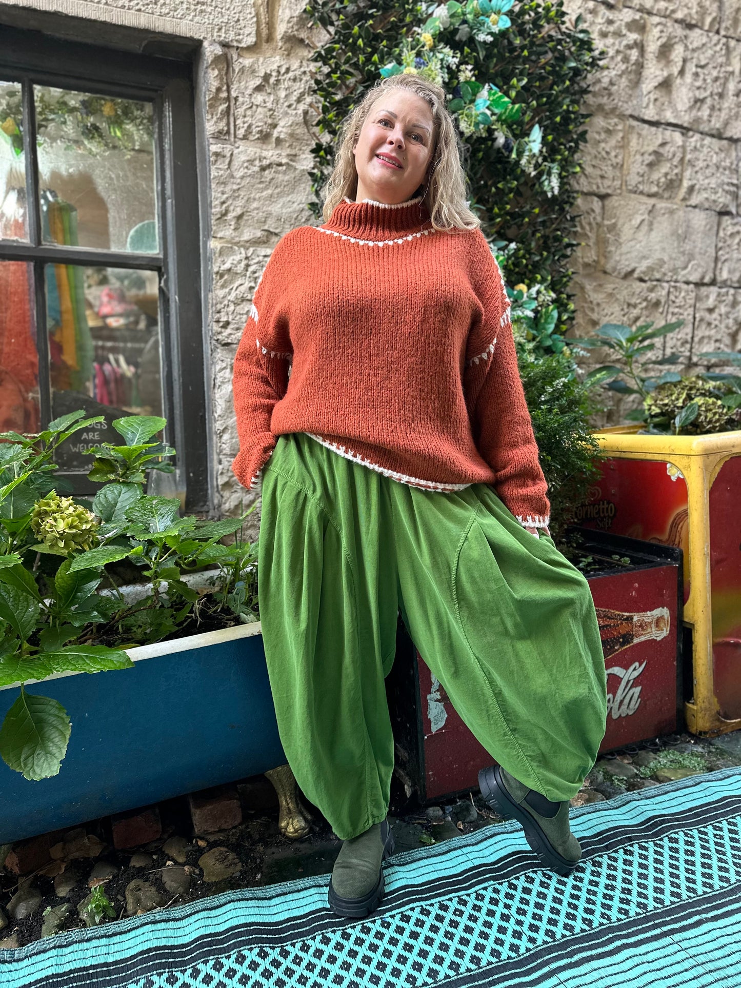 Cord Yeba Trousers In Avocado Green Colour Fits Size 10-24