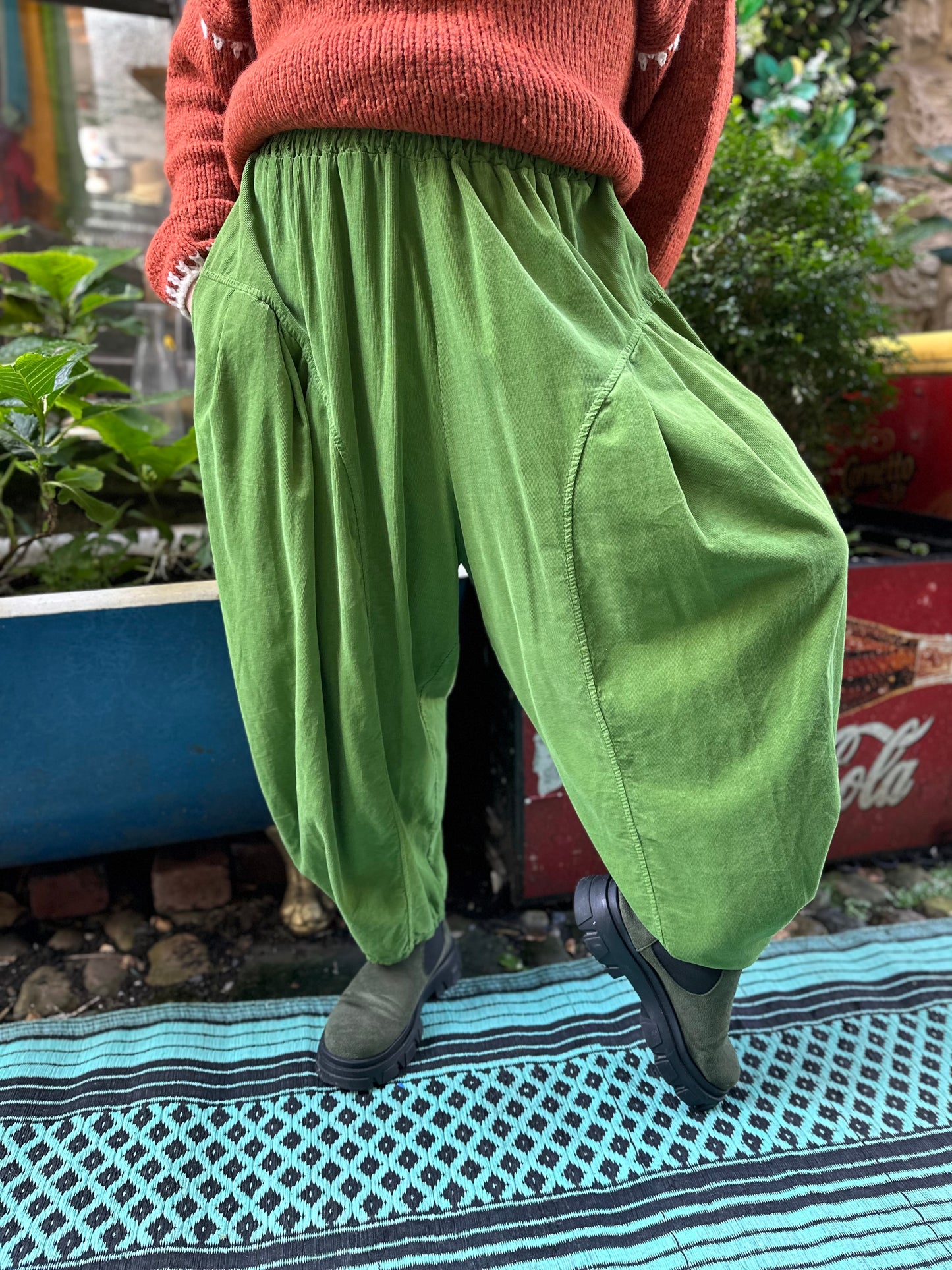 Cord Yeba Trousers In Avocado Green Colour Fits Size 10-24