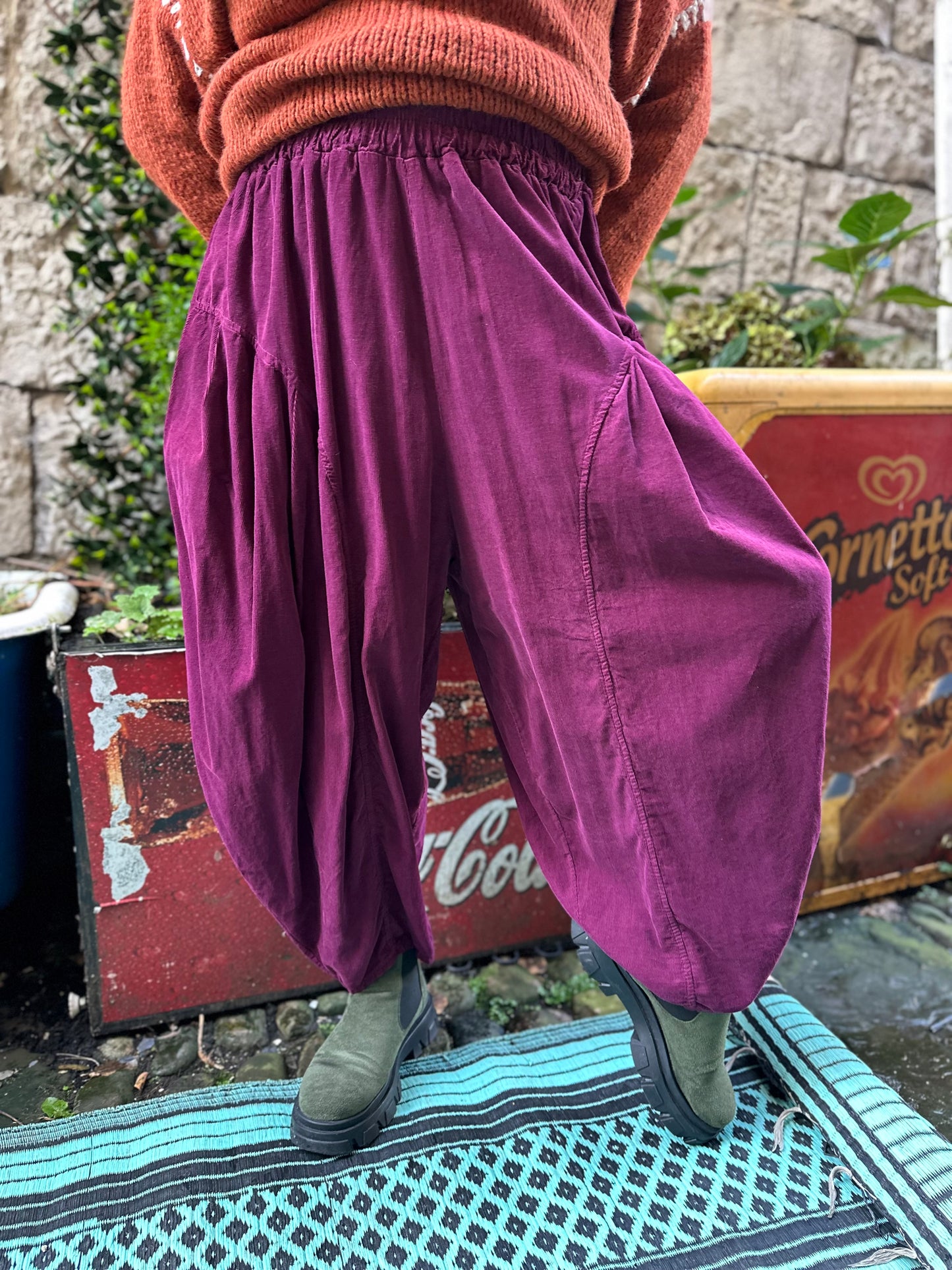 Cord Yeba Trousers In Raspberry Colour Fits Size 10-24