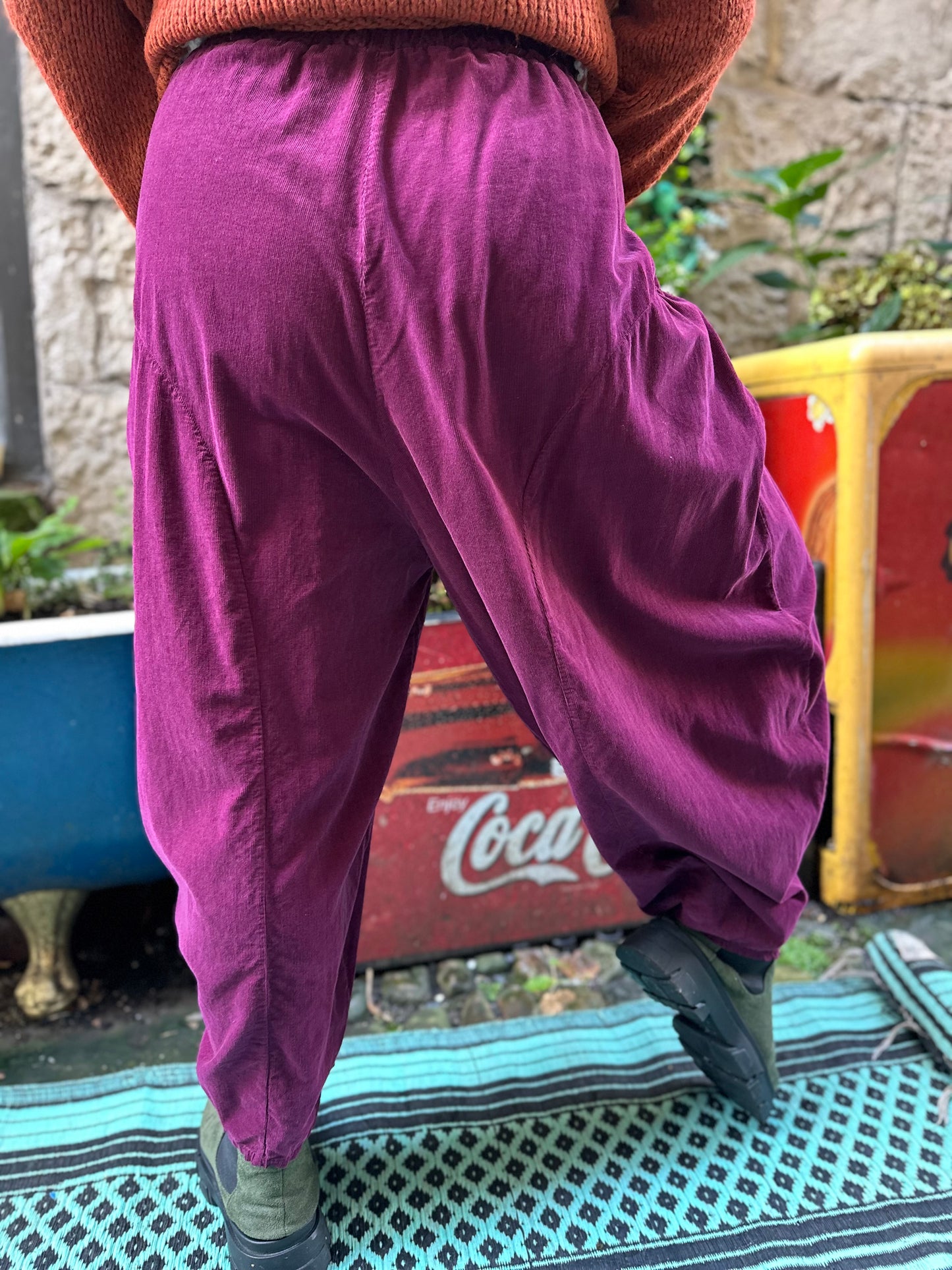 Cord Yeba Trousers In Raspberry Colour Fits Size 10-24