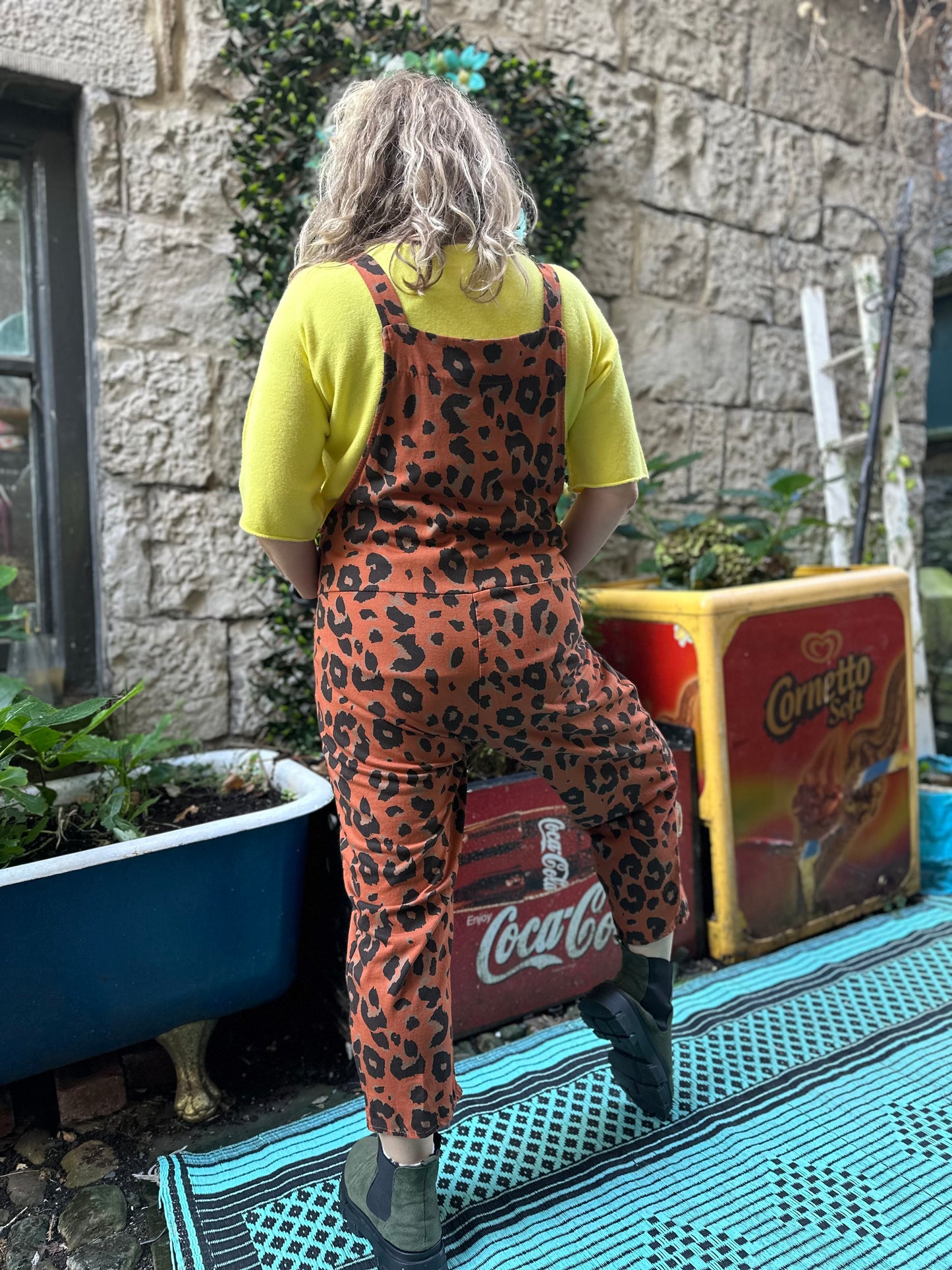 Animal Print Soft Kibou Dungarees In Rust Fits Size 8-16