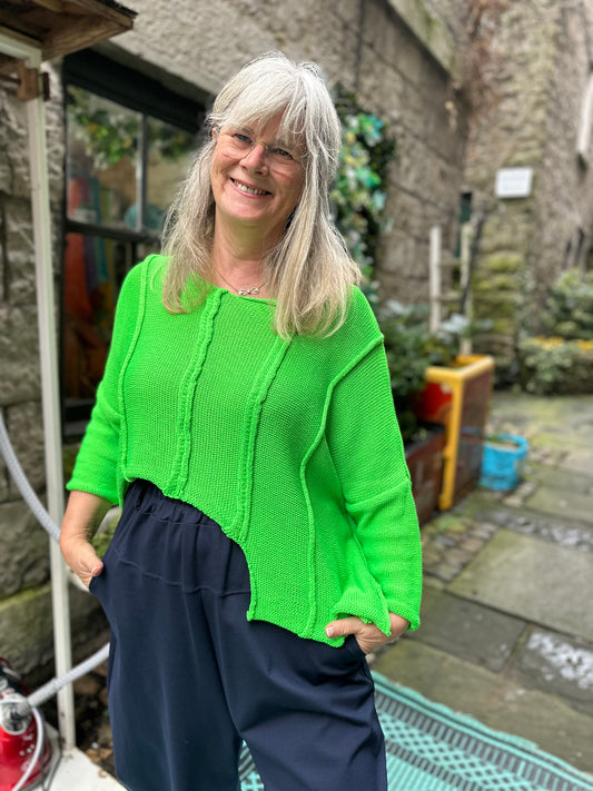 Kouma knit Layering In Bright Green Top Fits Size 8-22