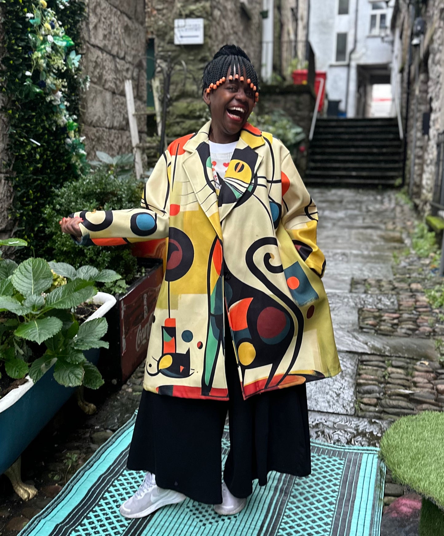 Cat Lover Printed Jacket Longline Coat/Jacket/Blazer Fit Size 12-22