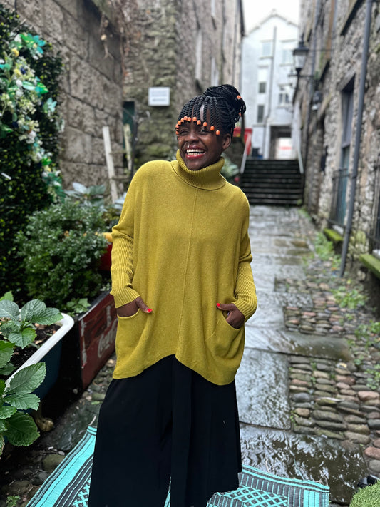 Olive Green Colour Long Azza Jumper Dress Fits Size 10-20