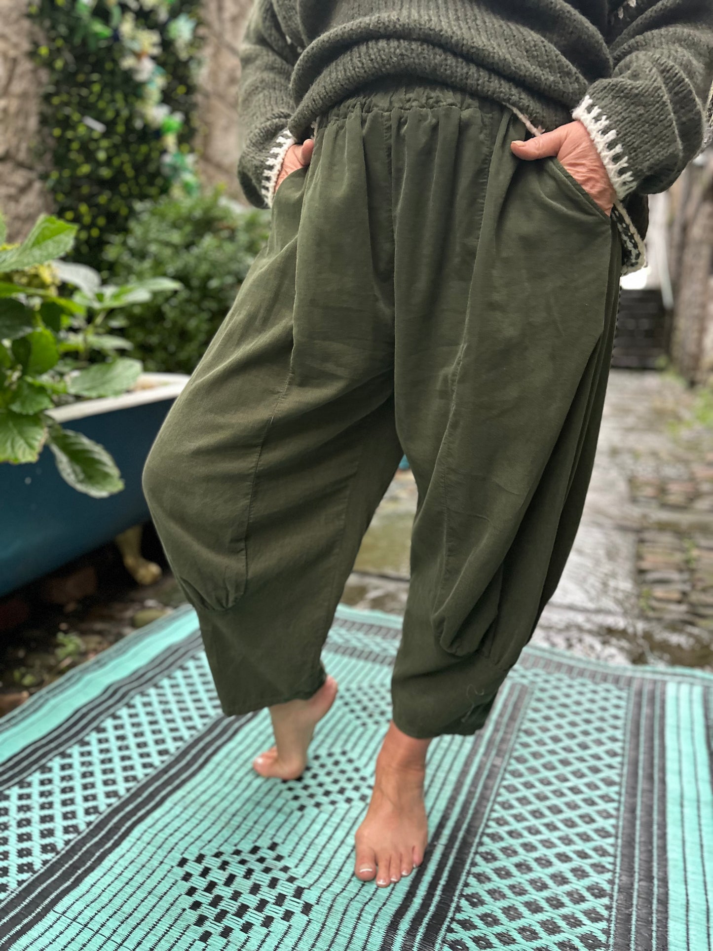 Moss Green Cord Azu Trousers Fits Size 8-22