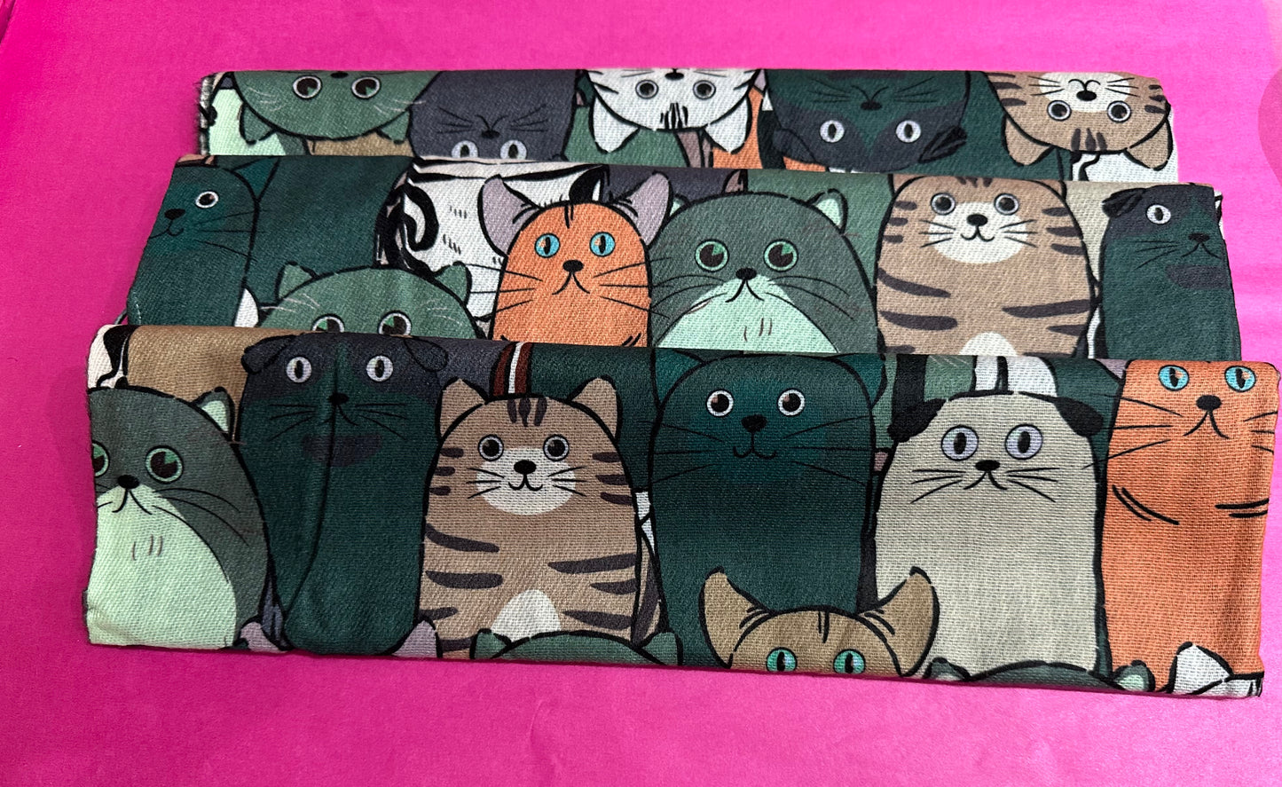 Cat Print Scarf Green Mix