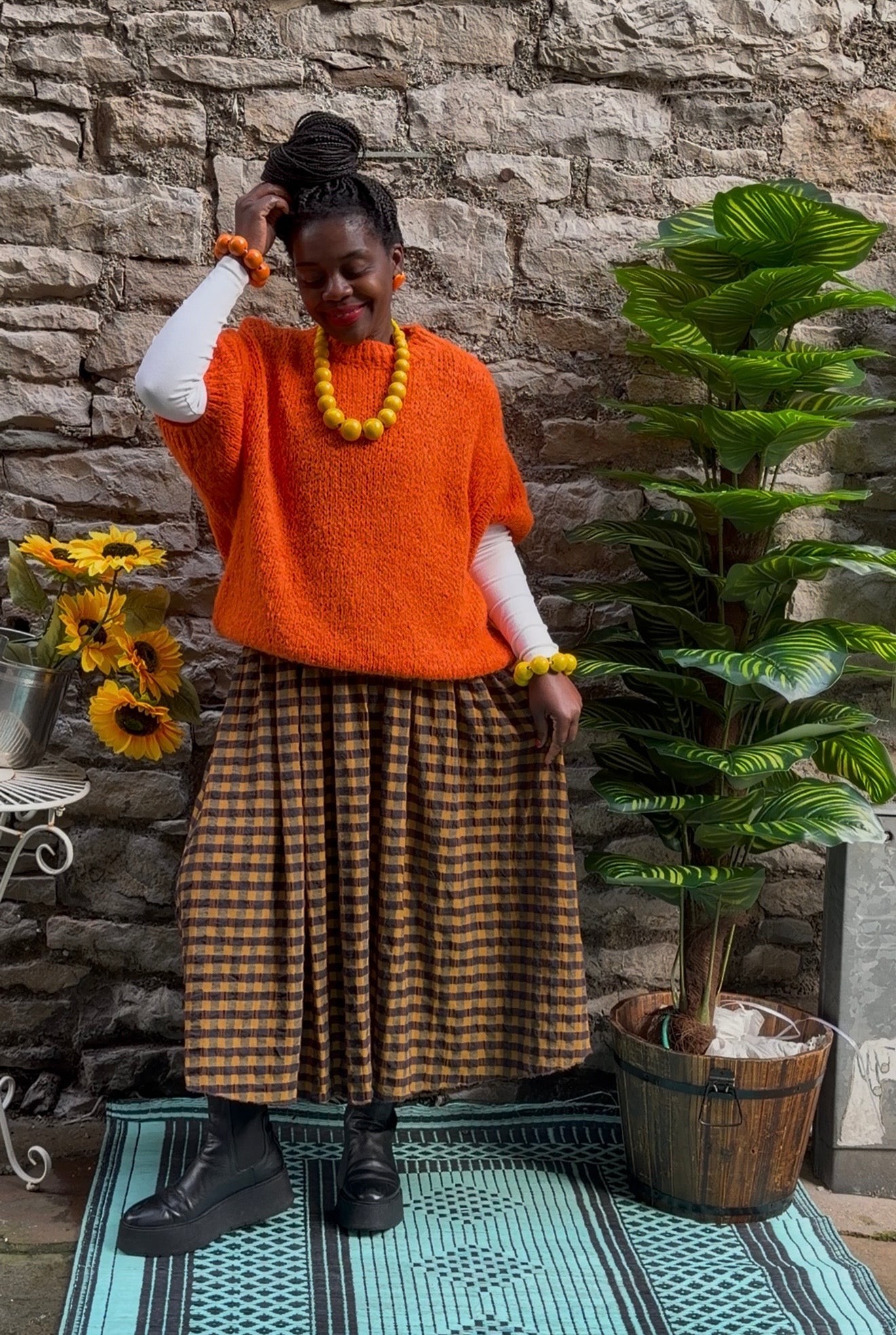 Soft Knit  Jumper One Size Fits Size 8-20 In Orange