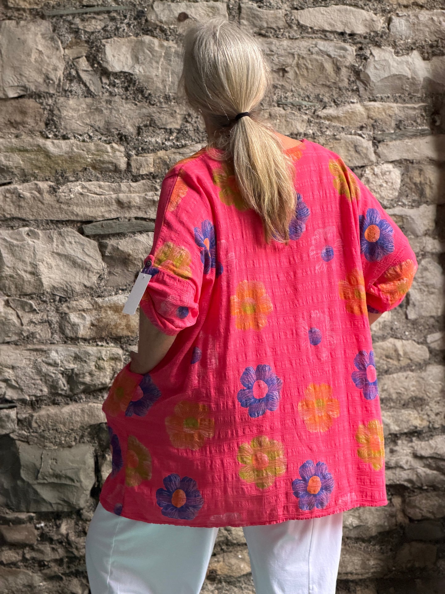 100% Cotton Two Pockets Daisy Amma Top One Size Fit Size 12-20
