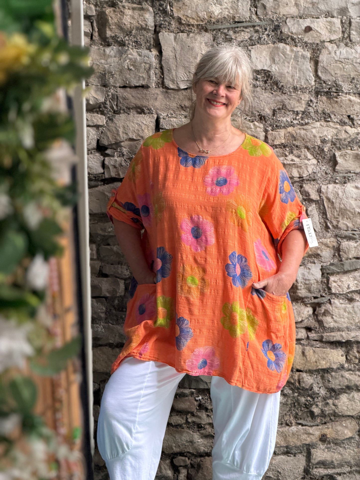 100% Cotton Two Pockets Daisy Amma Top One Size Fit Size 12-20