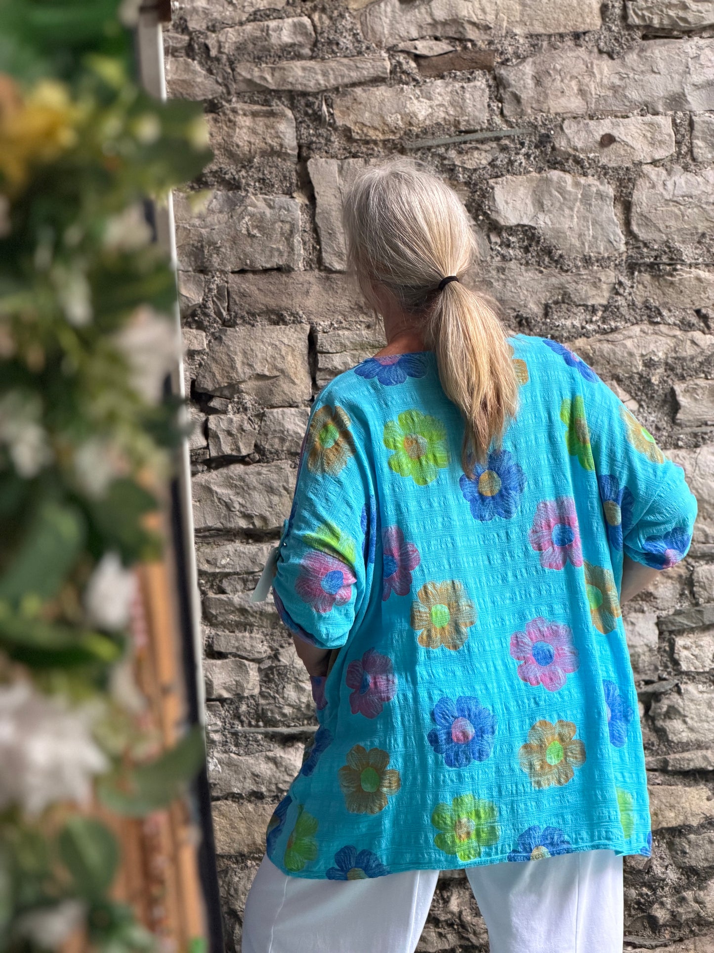 100% Cotton Two Pockets Daisy Amma Top One Size Fit Size 12-20