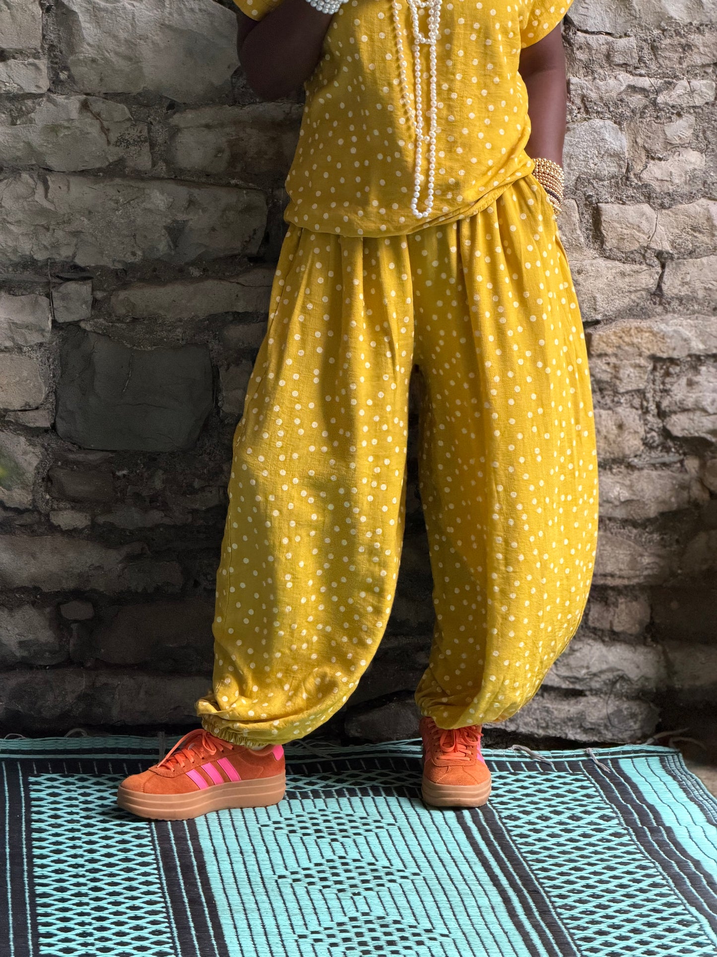 Made in Italy Stunning Chiima Trousers One Size Fits 8-18 Mustard
