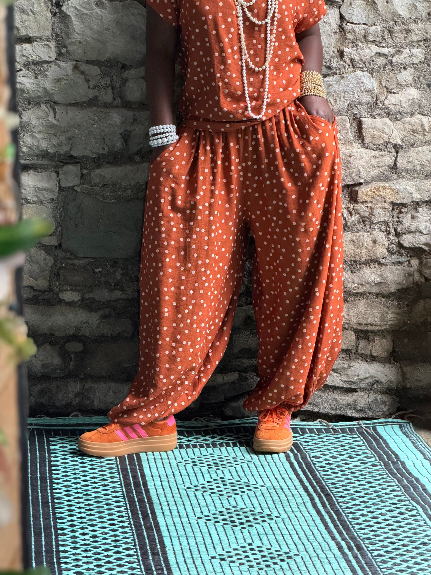 Made in Italy Stunning Chiima Trousers One Size Fits 8-18 Rust