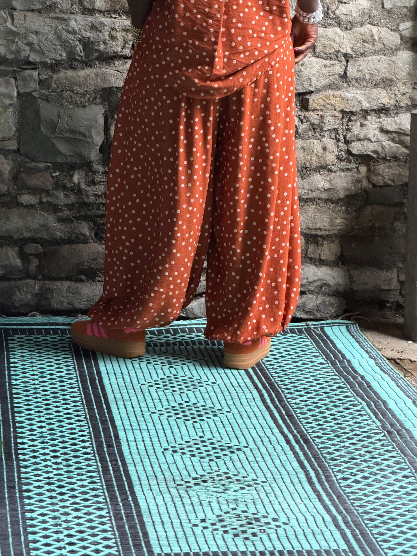 Made in Italy Stunning Chiima Trousers One Size Fits 8-18 Rust
