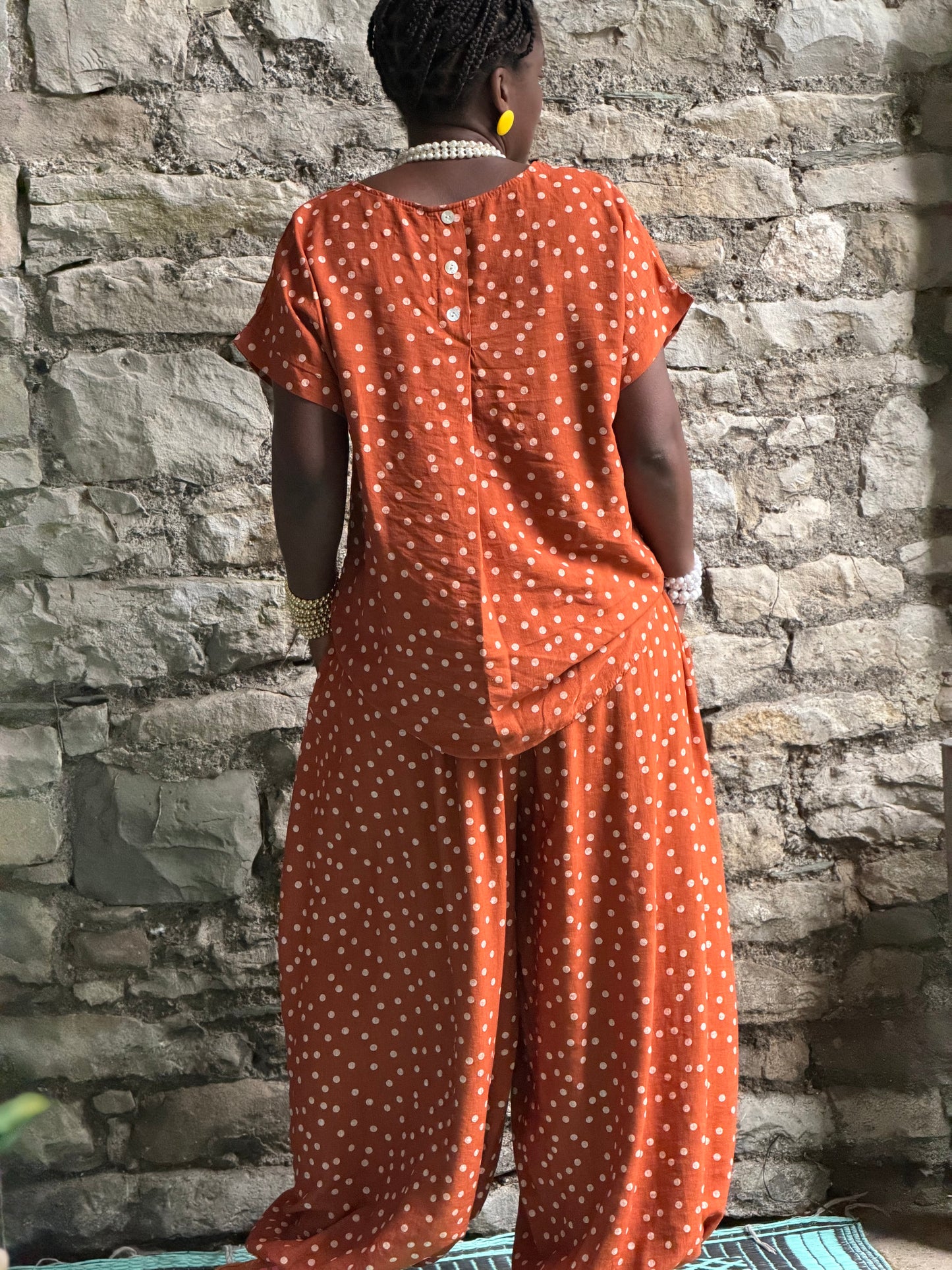 Made in Italy Stunning Chiima Trousers One Size Fits 8-18 Rust