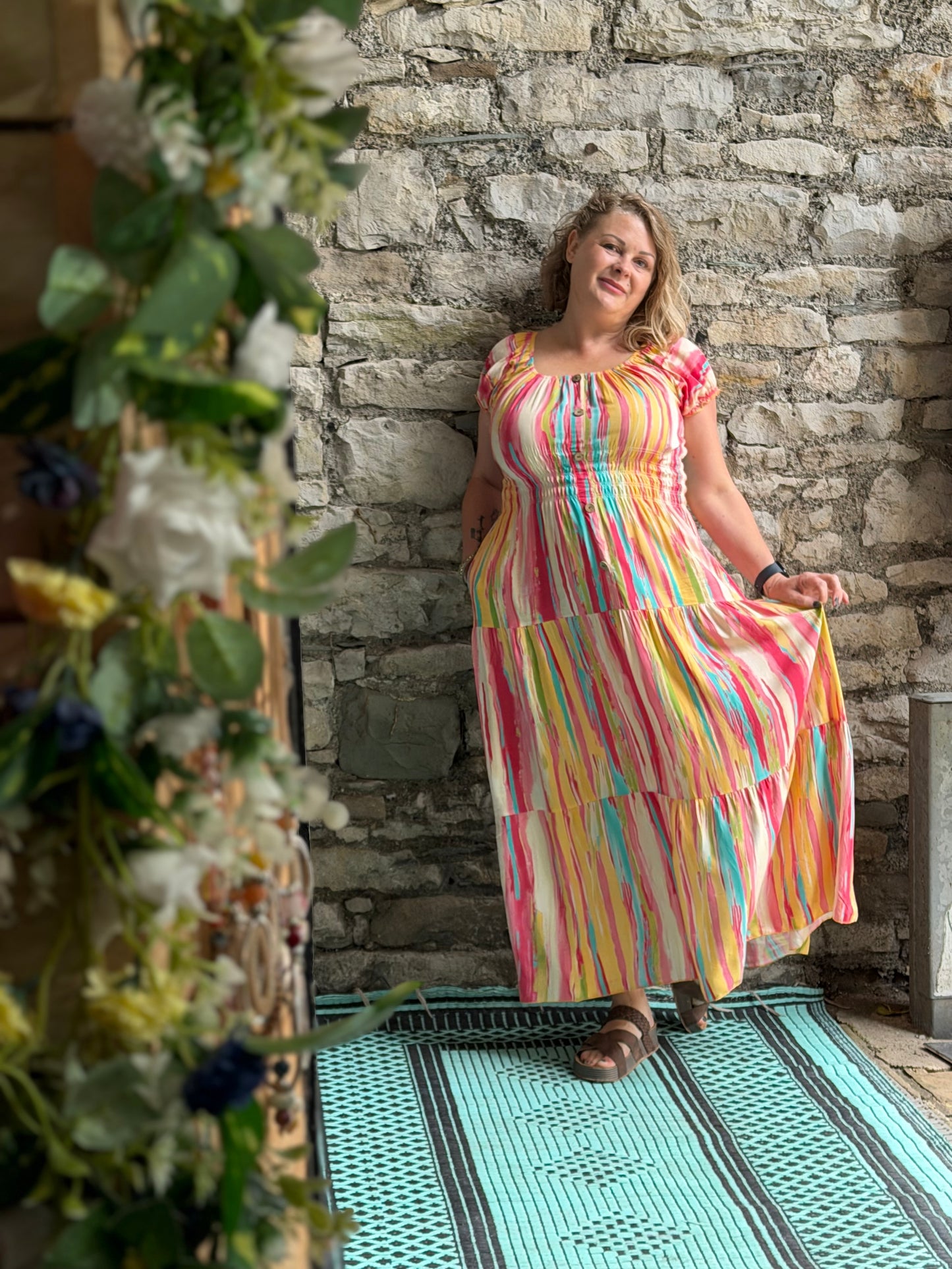 Stunning Printed Atta Dress In Maxi Length Fits Size 8-20